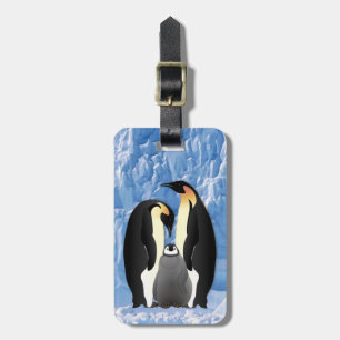 penguin family luggage tag