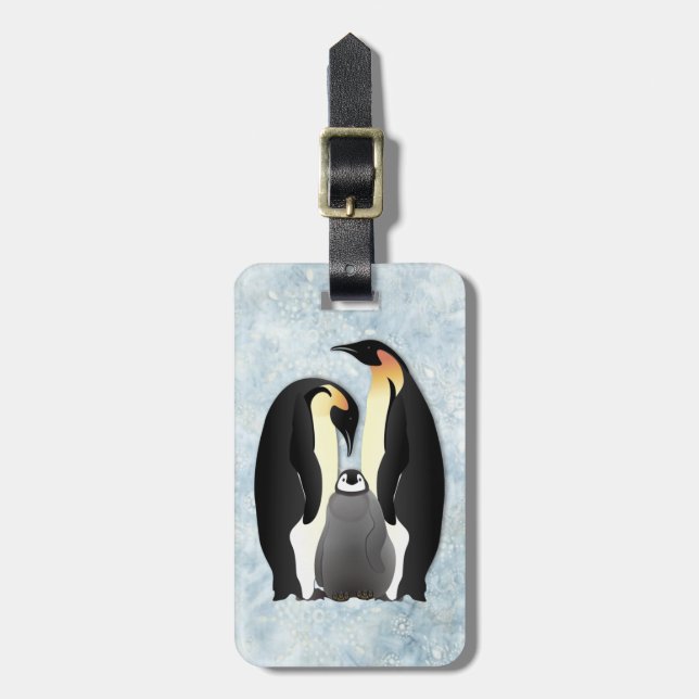penguin family luggage tag (Front Vertical)