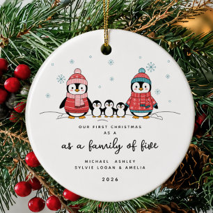 Penguin Family of Five Christmas Ornament