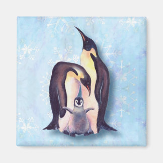 PENGUIN FAMILY & SNOW by SHARON SHARPE Magnet