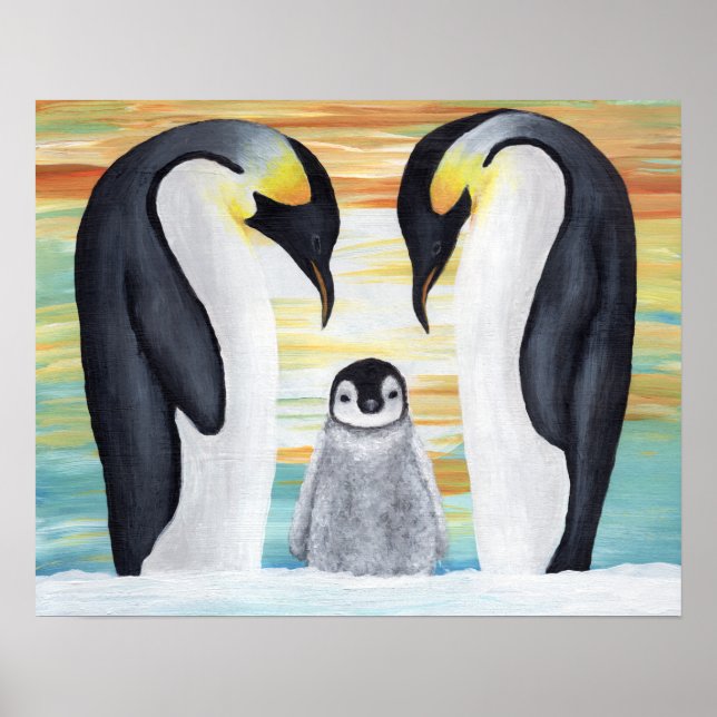 Penguin Family with Baby Penguin Poster (Front)