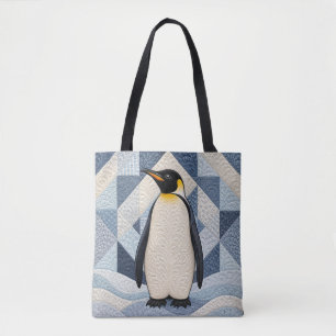 Penguin Faux Quilt Tote Bag
