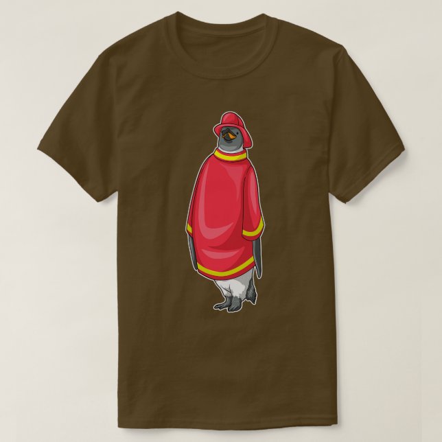 Penguin Firefighter Fire department T-Shirt (Design Front)
