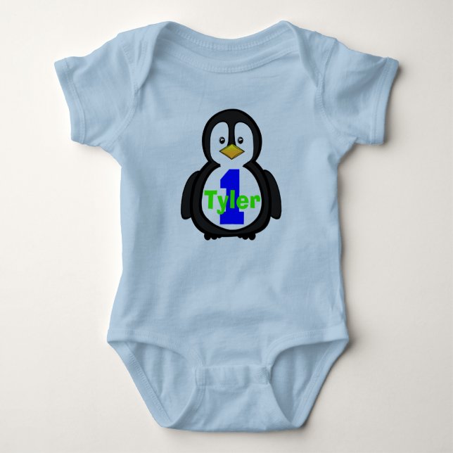 Penguin First Birthday Boy Shirt (Front)