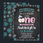 Penguin First Birthday Invitation Chalkboard<br><div class="desc">Waddle on over with these cute Penguin Invitations!
You will be able to edit your details. Graphics by MyClipartStore</div>