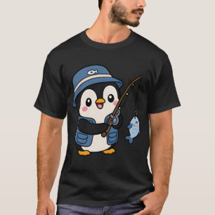 Penguin Fisher – Cute Kawaii Fishing Animal Desi T-Shirt