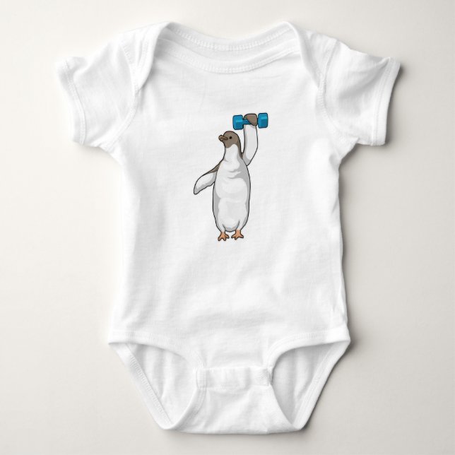 Penguin Fitness Dumbbell Baby Bodysuit (Front)