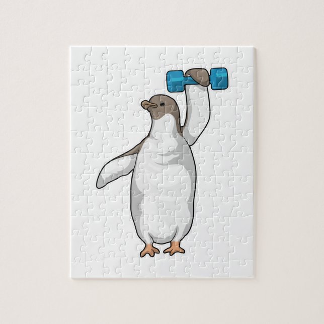 Penguin Fitness Dumbbell Jigsaw Puzzle (Vertical)
