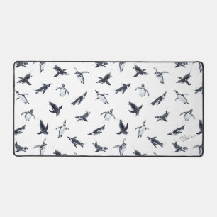 Penguin Flight Squad Ocean Art Design Desk Mat