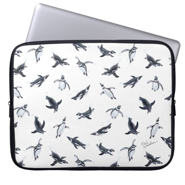 Penguin Flight Squad | Ocean Art Design Laptop Sleeve (Front)