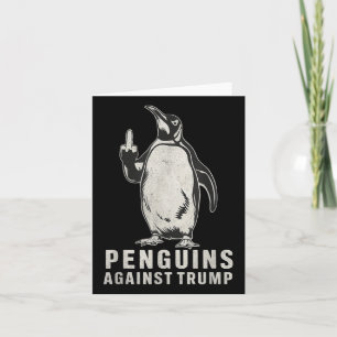 Penguin Flippers Up Middle Finger Penguins Against Card