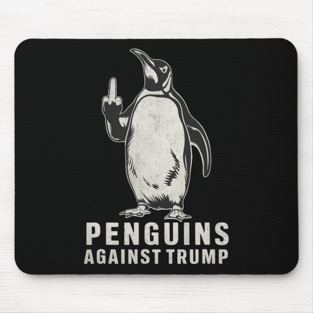 Penguin Flippers Up Middle Finger Penguins Against Mouse Pad (Front)