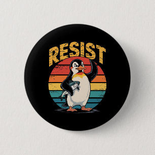 Penguin Flippers Up Resist Funny Penguins Against  6 Cm Round Badge