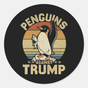 Penguin Flippers Up Resist Funny Penguins Against  Classic Round Sticker