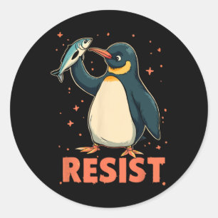 Penguin Flippers Up Resist Funny Penguins Against  Classic Round Sticker