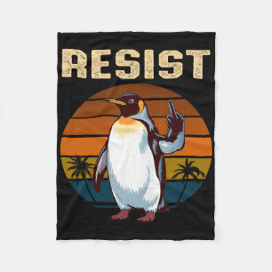 Penguin Flippers Up Resist Funny Penguins Against  Fleece Blanket