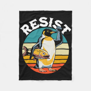 Penguin Flippers Up Resist Funny Penguins Against Fleece Blanket