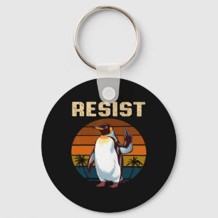 Penguin Flippers Up Resist Funny Penguins Against  Key Ring