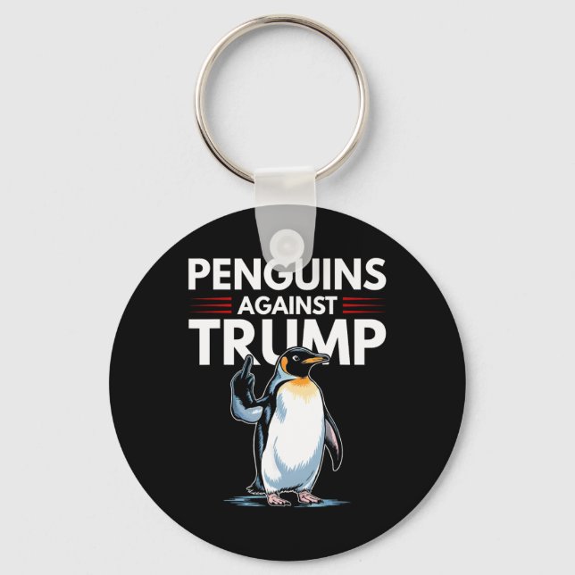 Penguin Flippers Up Resist Funny Penguins Against  Key Ring (Front)