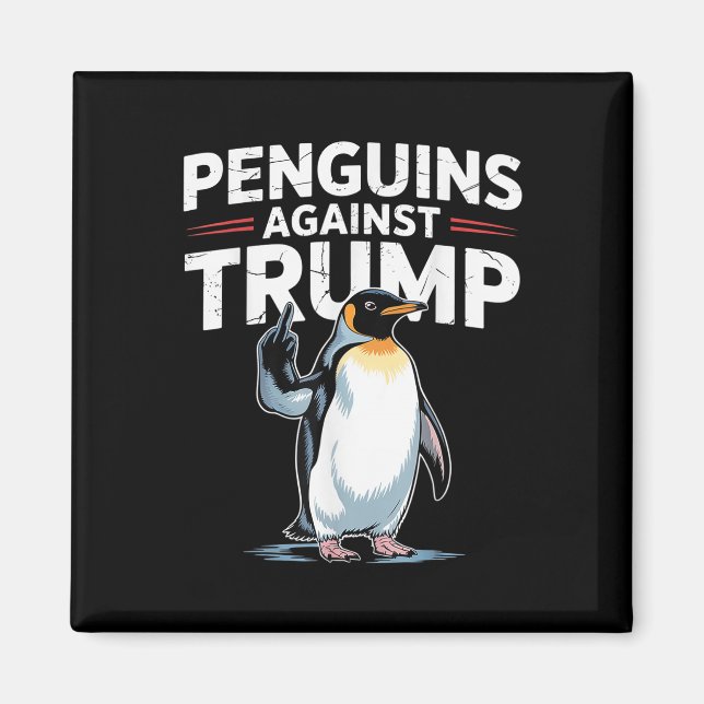 Penguin Flippers Up Resist Funny Penguins Against  Magnet (Front)