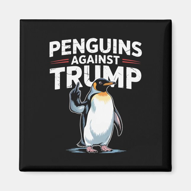 Penguin Flippers Up Resist Funny Penguins Against  Magnet (Front)