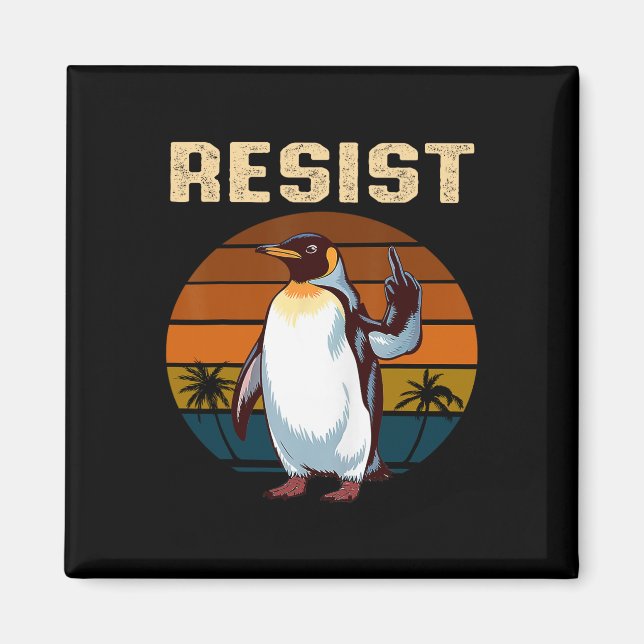 Penguin Flippers Up Resist Funny Penguins Against  Magnet (Front)