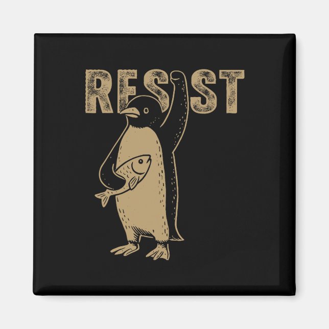 Penguin Flippers Up Resist Funny Penguins Against  Magnet (Front)