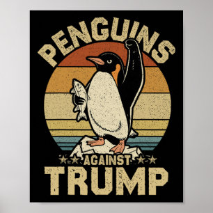 Penguin Flippers Up Resist Funny Penguins Against Poster