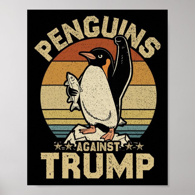 Penguin Flippers Up Resist Funny Penguins Against  Poster (Front)