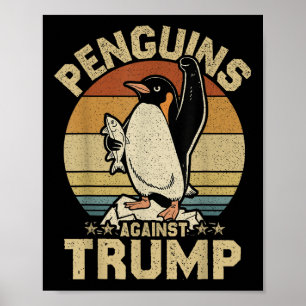 Penguin Flippers Up Resist Funny Penguins Against  Poster