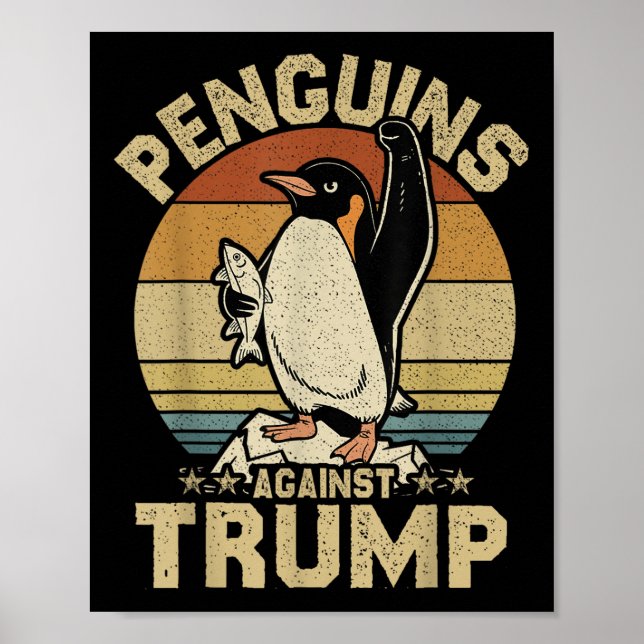 Penguin Flippers Up Resist Funny Penguins Against  Poster (Front)