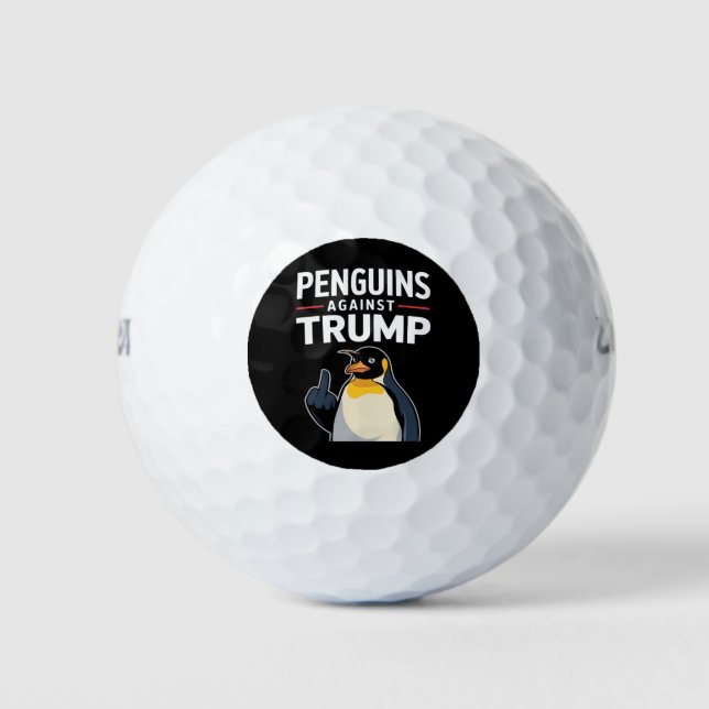 Penguin Flippers Up Resist Penguins Against Trump Golf Balls (Front)