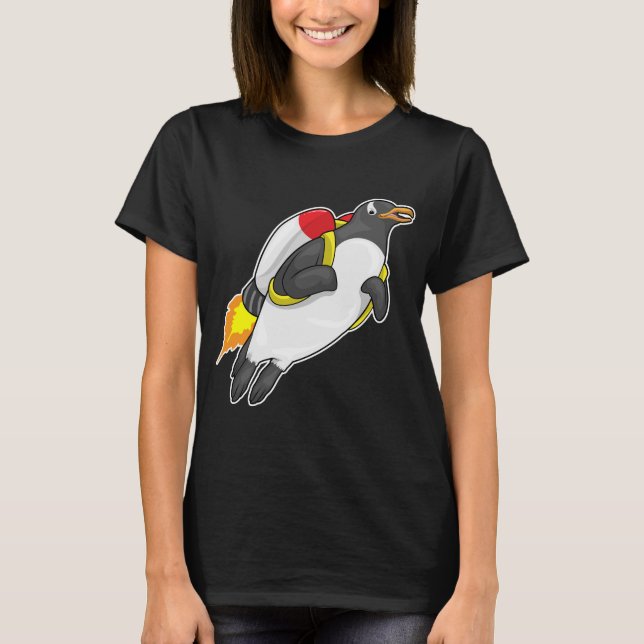 Penguin Flying Jetpack T-Shirt (Front)