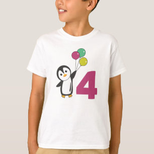 Penguin Fourth Birthday Balloons For Kids T-Shirt
