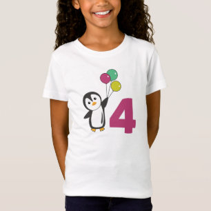 Penguin Fourth Birthday Balloons For Kids T-Shirt
