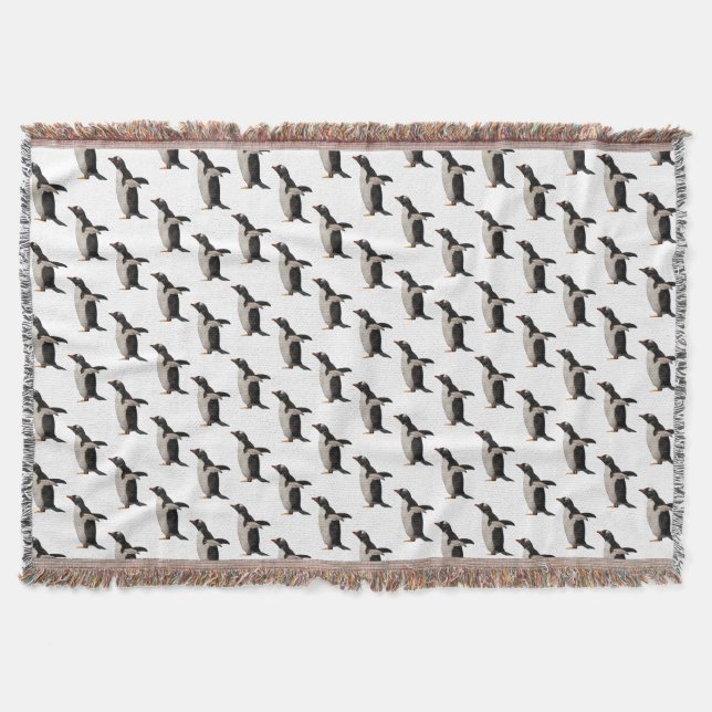 Penguin Frenzy Throw Blanket (Choose Colour) (Front)