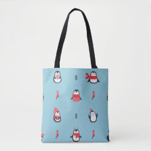 Penguin Fun: Vintage Seamless Whimsy. Tote Bag