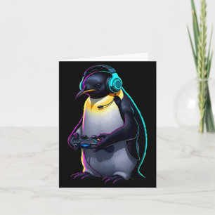 Penguin Gaming Animal Video Games Funny Penguin Card