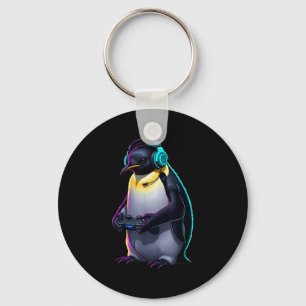 Penguin Gaming Animal Video Games Funny Penguin  Key Ring