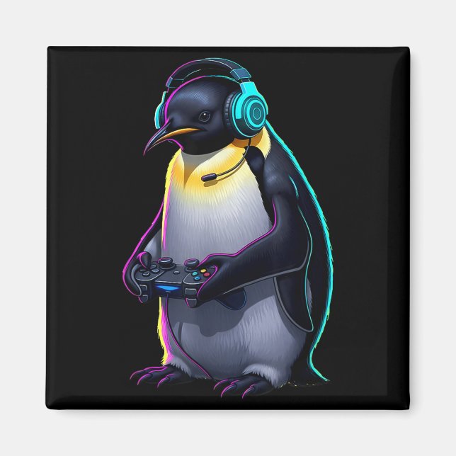 Penguin Gaming Animal Video Games Funny Penguin  Magnet (Front)