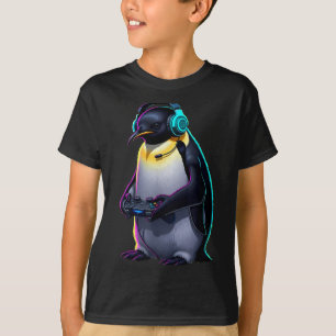 Penguin Gaming Animal Video Games Funny Penguin  T-Shirt