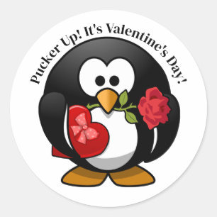 Penguin Gifts For Valentine's Day Classic Round Sticker