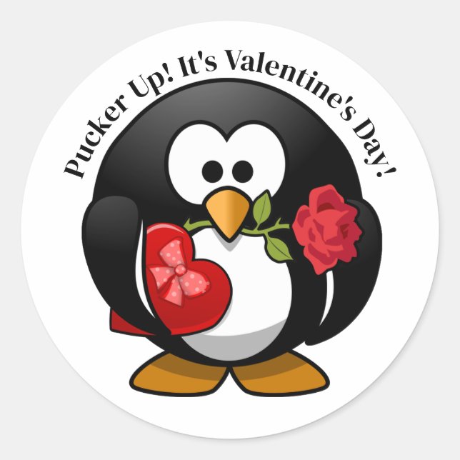 Penguin Gifts For Valentine's Day Classic Round Sticker (Front)