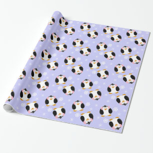 Penguin Girl Wrapping Paper (Lilac)