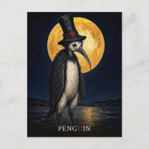 Penguin Gothic Top Hat gothic Surreal Postcard