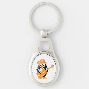 Penguin guitarist key ring