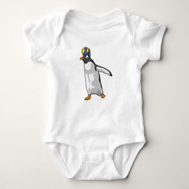 Penguin Handball player Handball Baby Bodysuit (Front)