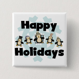Penguin Happy Holidays Tshirts and Gifts 15 Cm Square Badge