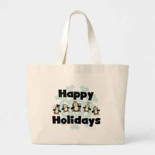Penguin Happy Holidays Tshirts and Gifts Large Tote Bag