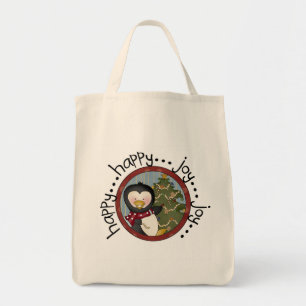 Penguin Happy Joy Christmas Holiday Tote Bag